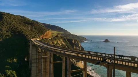 Time Lapse of Sunset at Bixby Bridge In Big Sur Stock Footage 105619837