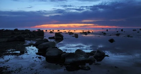 Time lapse of sunset with blue clouds Stock Footage 101741022