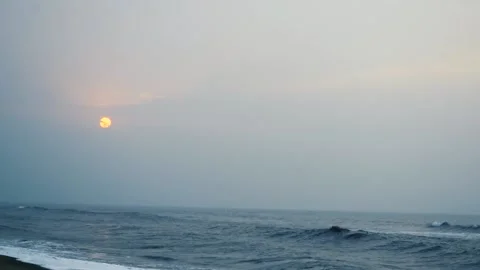 Time lapse of Sunset on the blue Sea water Stock Footage 132113100