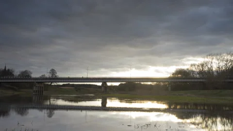 Time Lapse Sunset Bridge City Video stock 167853970
