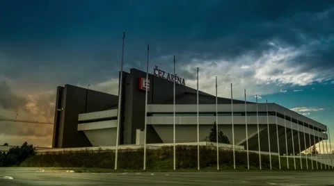Time lapse sunset CEZ Arena stadium Ostrava, Czech republic Stock Footage 48730037