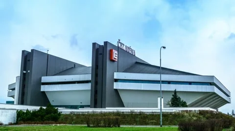 Time lapse sunset CEZ Arena stadium Ostrava, Czech republic Stock Footage 49034795