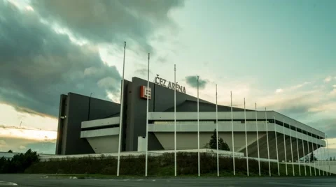 Time lapse sunset CEZ Arena stadium Ostrava, Czech republic Stock Footage 50128542