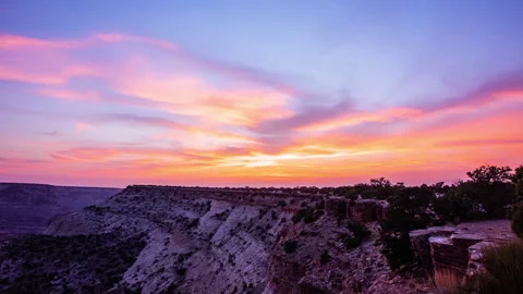Time-lapse - Sunset clouds above the Little Grand Canyon in Utah Stock Footage 145521913