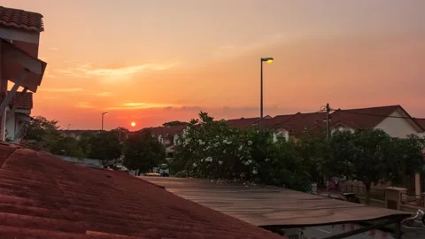 Time-lapse of sunset, clouds, nightfall at Saujana Utama, Sungai Buloh, Selangor Stock Footage 229447536