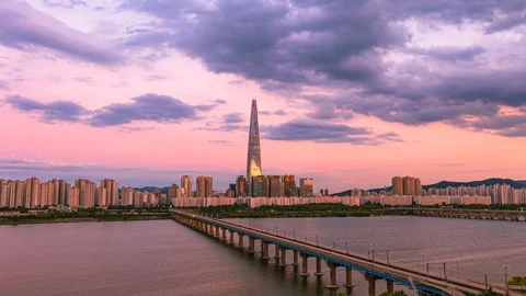 Time Lapse sunset clouds in Seoul  South Korea Stock Footage 112265210