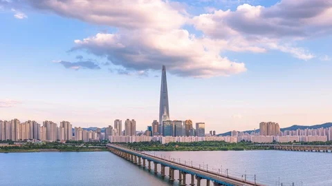 Time Lapse sunset clouds at Seoul  South Korea Stock Footage 112267966