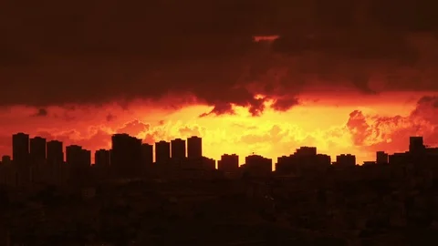 Time lapse sunset on the cloudy sky over city,  Turkey Stock-Footage 94159431