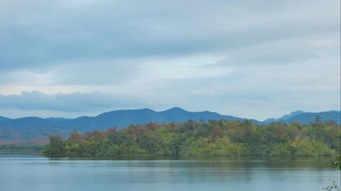 Time Lapse of Sunset with Colorful dramatic sky over the lake Stock Footage 100638012