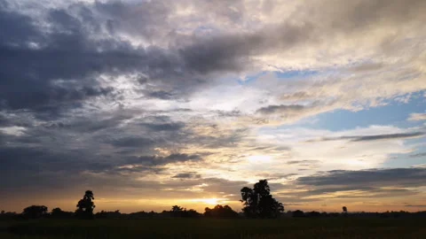 Time Lapse of Sunset with Colorful dramatic sky Stock Footage 141251909