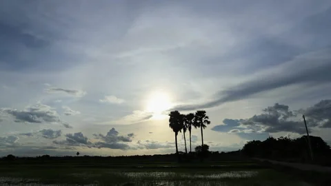 Time Lapse of the Sunset with Colorful dramatic sky in the countryside Stock Footage 202113012