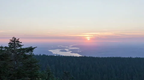 Time Lapse of Sunset with Columbia River from Larch Mountain in Portland Oregon Stock Footage 41812728