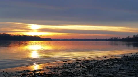 Time lapse sunset on the Danube. Stock Footage 59795214