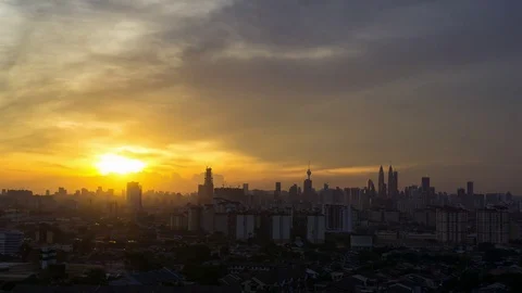 Time lapse of sunset day in Kuala Lumpur Stock Footage 80310436