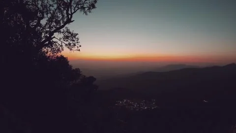 Time lapse sunset from Doi Pui viewpoint hilltop in Chiang Mai, Thailand. D.. Stock Footage 280692832