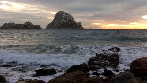 Time lapse of a sunset in Es vedra Stock Footage 102655365