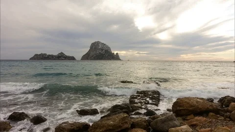 Time lapse of a sunset in Es vedra Stock Footage 104107154