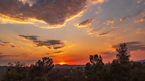Time Lapse of Sunset Fading to Darkness and Ruby Red Stock Footage 279384884
