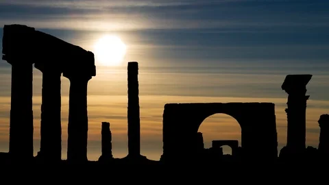 Time Lapse of Sunset in Famous Antique Site of Pompeii, Naples Stock Footage 126821680