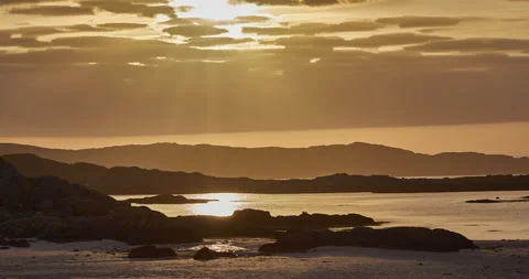 Time Lapse of Sunset at Fidden Beach on the Isle of Mull, Scotland,UK Stock Footage 239132738