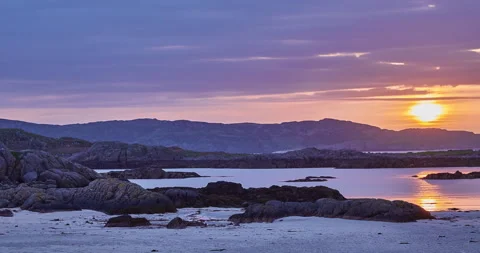 Time Lapse of Sunset at Fidden Beach on the Isle of Mull, Scotland, UK Stock Footage 239135866