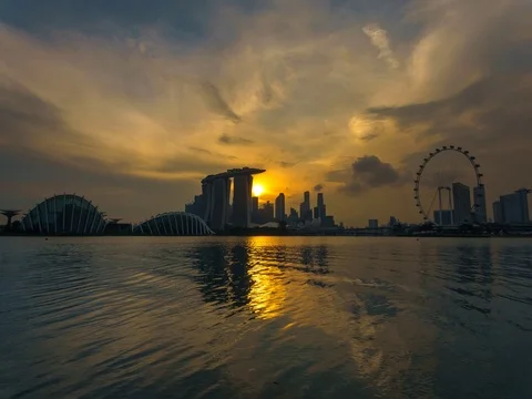 Time Lapse Sunset from Garden by The Bay, Singapore Video stock 70844722