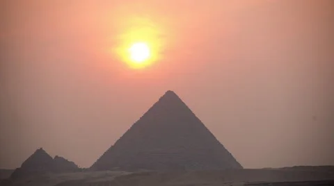 Time Lapse of Sunset at Great Pyramids at Giza - Egypt Stock Footage 58506913