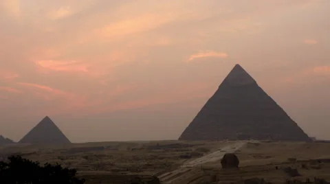 Time Lapse of Sunset - The Great Pyramids of Giza - Egypt Stock Footage 61257708