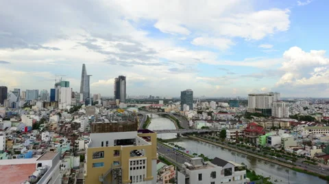 Time Lapse of Sunset in Ho Chi Minh City (Saigon) Stock Footage 45866939