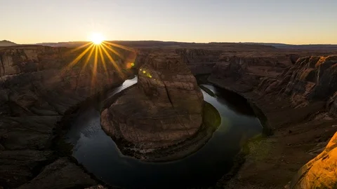 Time Lapse - Sunset at the Horseshoe bend in Arizona Stock Footage 99363045