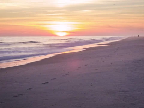 Time-lapse of sunset on Jones Beach. 4K. (1 of 4 ) Stock Footage 229786973