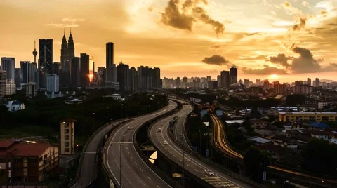 Time lapse of sunset in Kuala Lumpur, Malaysia. 4K resolution. 스톡 동영상 50248599