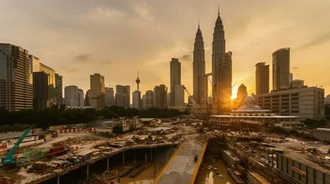 Time lapse of sunset in Kuala Lumpur city, Malaysia. Stock Footage 52537977