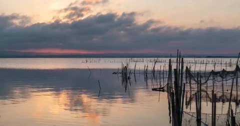Time lapse sunset in the lagoon of Valencia, Spain Stock Footage 151409165
