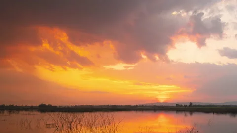 Time lapse sunset on the lake  Stock Footage 233770094