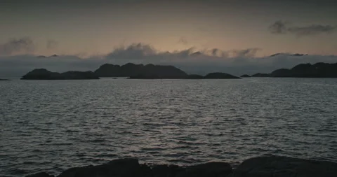 Time lapse at sunset in Lofoten Stock Footage 255654004