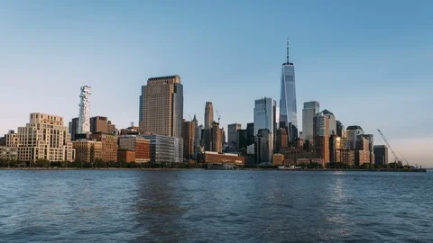 Time lapse - Sunset in Manhattan with One World Trade Center - New York -USA Stock Footage 108417945
