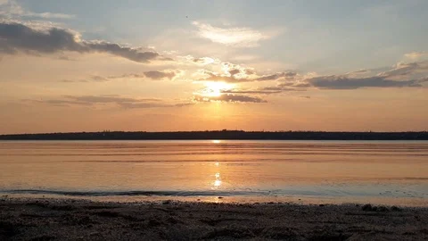 Time lapse of sunset near river in Europe Stock Footage 117818972