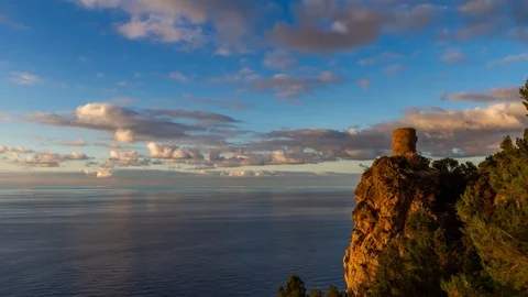 Time lapse at sunset near Torre del Verger, Majorca Stock Footage 123795801