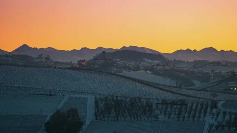 Time lapse sunset to night: famous Barolo wineyards, Italy Stock Footage 146886904