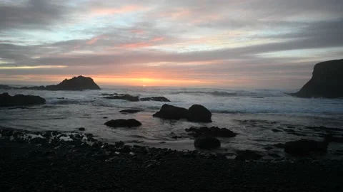 Time-Lapse of sunset on the ocean at the Oregon Coast Stock Footage 147960090