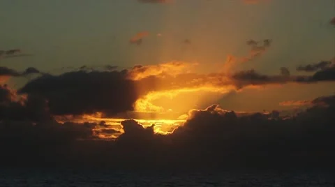 Time lapse sunset, orange sun in the clouds Stock Footage 49368418