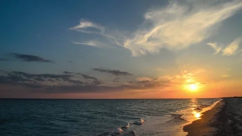 Time lapse of sunset over the Black Sea coast Stock Footage