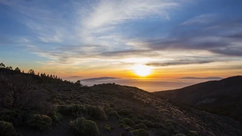 Time lapse of sunset over Canary Islands, Tenerife Gomera Hierro Stock-Footage 82346354