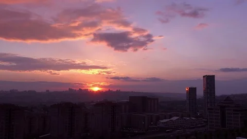 Time Lapse sunset over city Stock Footage 76527050