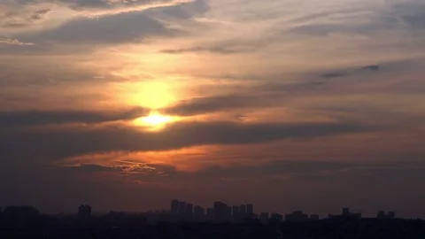 Time Lapse sunset over city Stock Footage 76756996