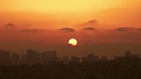Time lapse sunset over city, Turkey Video stock 78118515