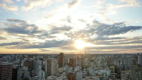 Time lapse of sunset over city of Buenos Aires Stock Footage 134750605