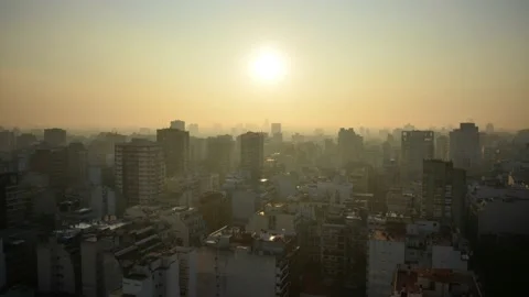 Time lapse of sunset over city of Buenos Aires Stock Footage 136339505