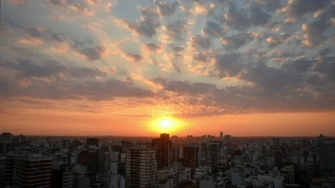 Time lapse of sunset over city of Buenos Aires Stock Footage 136599040